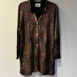Carol Horn Viscose Screen Printed Long Sleeve Button front Sweater Jacket
